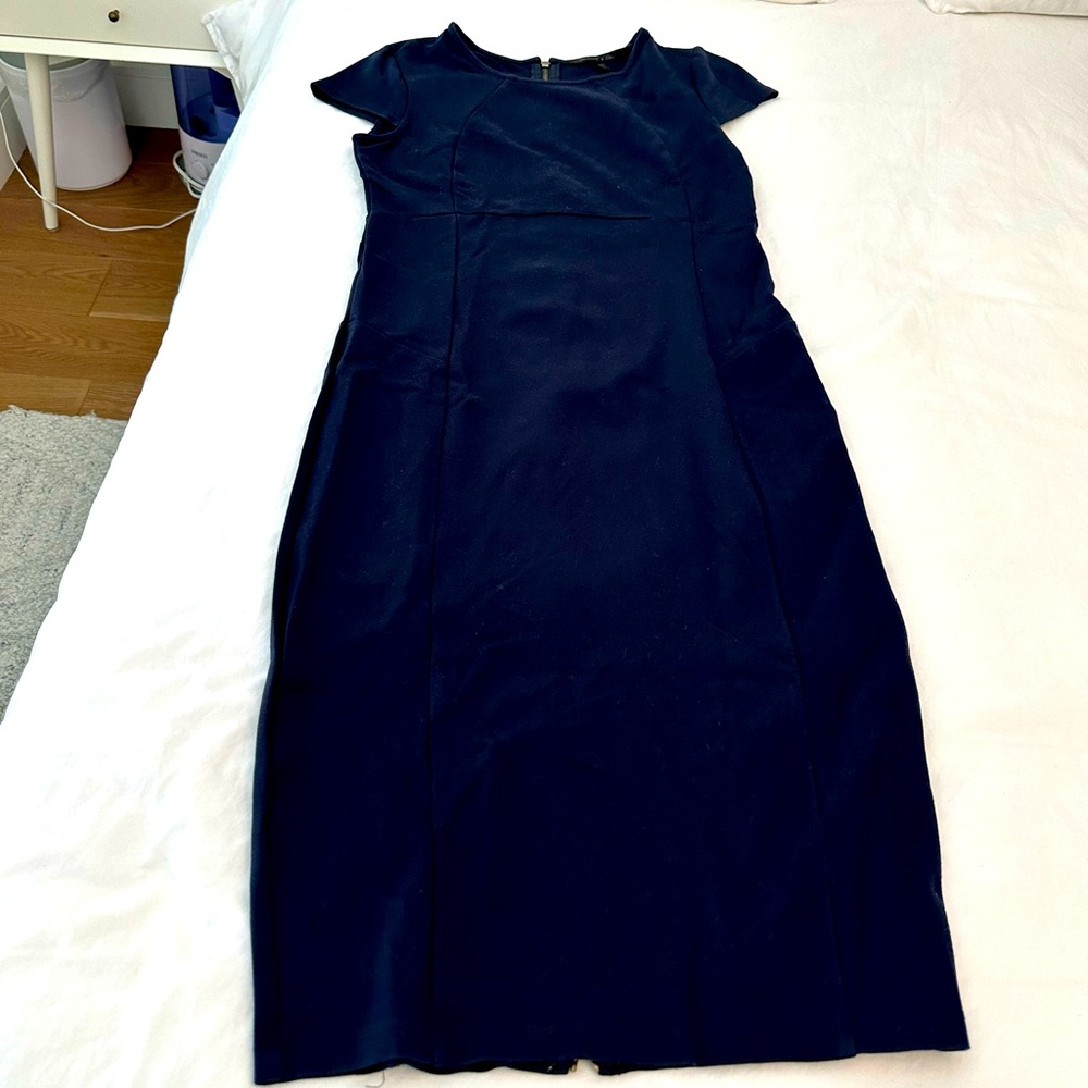 Blue Midi Bodycon Dress with Full Back Zipper